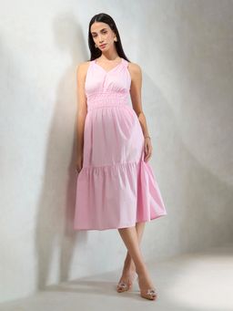 Virgio - Tiered Pink Cotton Dress
