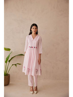 MAAND - Women Pink Embroidered Co-Ord Set