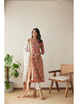 MAAND - Women Multi-Color Floral Kurta with Pant and Dupatta