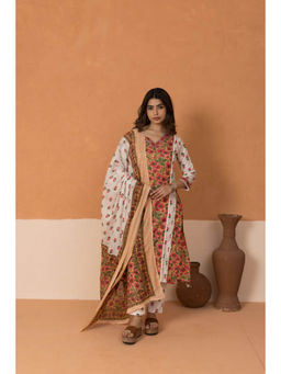 MAAND - Women Multi-Color Floral Kurta with Pant and Dupatta