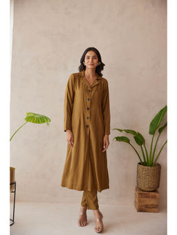 MAAND - Women Brown Solid Co-Ord Set