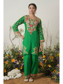 HOUSE OF KARI - Women Green Floral Kurta with Palazzo