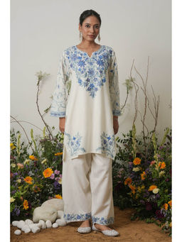 HOUSE OF KARI - Women White Floral Kurta with Palazzo