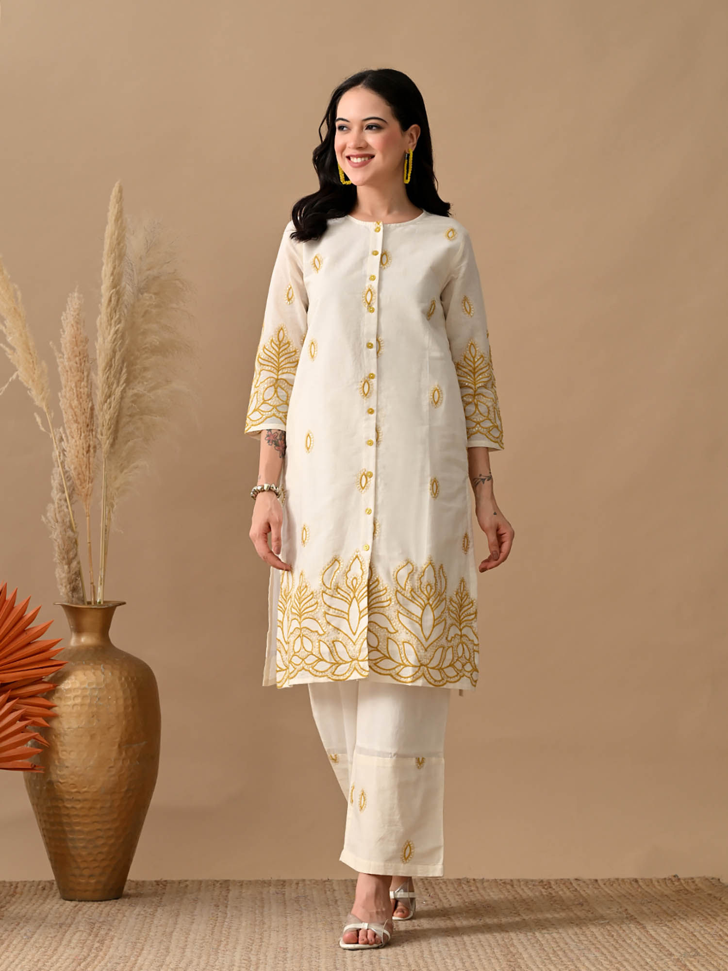 myshka Women Yellow Embroidered Co-Ord Set-picture-23