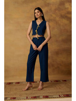 The Quince Life - Women Navy Blue Solid Co-Ord Set