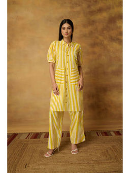 The Quince Life - Women Yellow Stripes Co-Ord Set