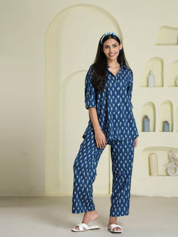 The Quince Life - Women Blue Geometric Co-Ord Set