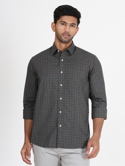 JadeBlue - Mens Grey Slim Fit Checked Formal Shirt