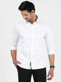 JadeBlue - Mens White Slim Fit Cotton Casual Shirt