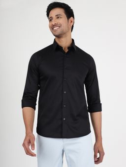 JadeBlue - Mens Slim Fit Black Cotton Casual Shirt