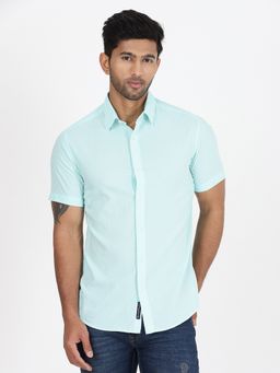 JadeBlue - Mens Light Blue Cotton Slim Fit Casual Shirt