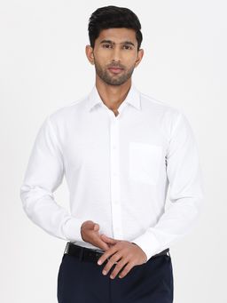 JadeBlue - Mens White Cotton Regular Fit Formal Shirt