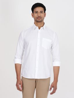 Greenfibre - Mens White Cotton Regular Fit Solid Shirt