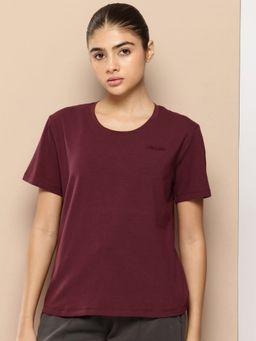 Alcis - Wine Women Cotton Lycra T-Shirt