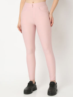 Spykar - Women Pink Skinny Fit Mid Rise Cotton Poly Pant