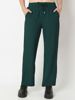 Spykar - Women Green Loose Fit Mid Rise Cotton Poly Trackpant