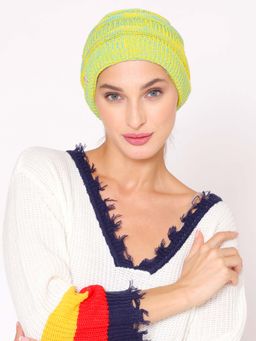Bharatasya - Winter Woolen Chunky Cable Fine Knit Beanie with Opening Green
