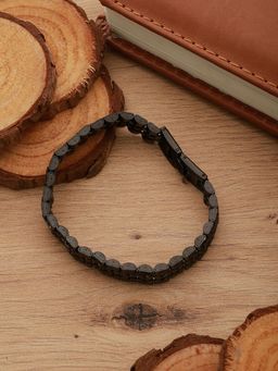 Gahan - Men Black & Silver Black Rhodium Plated Link Bracelet