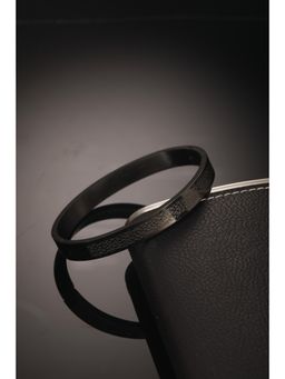 Gahan - Men's Black Stainless Steel Abstract Print Kada Bracelet
