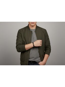Gahan - Mens Black Stainless Steel Checked Kada Bracelet