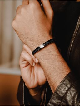 Gahan - Mens Black Stainless Steel True Love Kada Bracelet