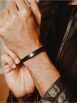 Gahan - Mens Black Stainless Steel Kada Bracelet