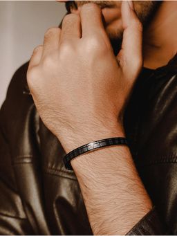 Gahan - Mens Black Stainless Steel Kada Bracelet
