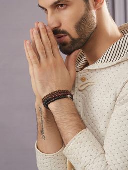 Gahan - Men Pack of 3 Brown & Black Beads Elasticated & Handcrafted Bracelet