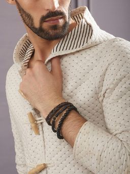 Gahan - Men Pack of 3 Brown Beads Elasticated & Handcrafted Bracelet