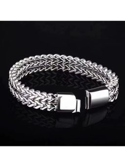 Gahan - Men's Heavy Punk Double Curb Cuban Rombo Silver Chain Bracelet