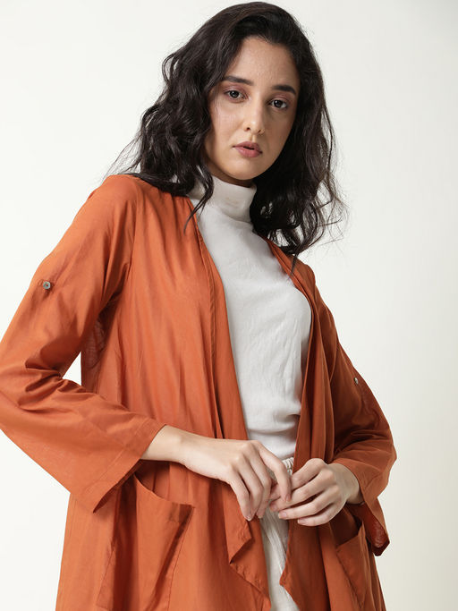 Outerwear Dark Brown Shrug Rib-knit Cardigan