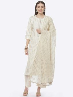 Biba - Off White Cotton Unstitched Suit Set (Set of 3)