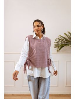 UNIMODA - Preepy Blush Layered Shirt with Top