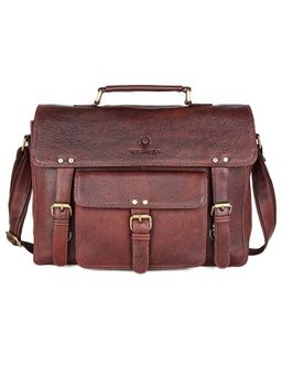 WILDHORN - Leather Maroon Laptop Messenger Bag for Men