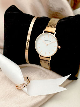 Joker and Witch - Joker & Witch White Stainless Steel Watch and Bracelet With Ring (Set of 3)