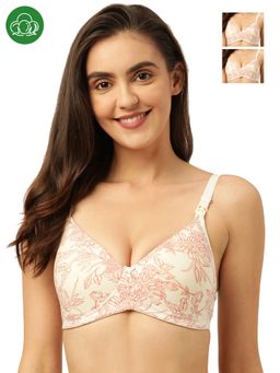 Inner Sense - Organic Antimicrobial Padded Nonwired Feeding Bra - Pack Of 3 -Off White