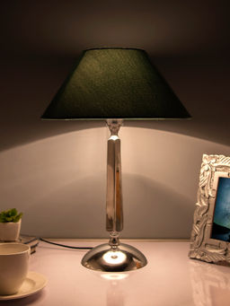 Homesake - Cubist Chrome Lamp Green Cone Shade