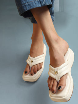 ELLE - White Women Slip On Flipflops