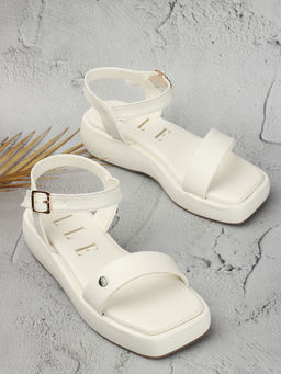 ELLE - White Women Buckle Sandals