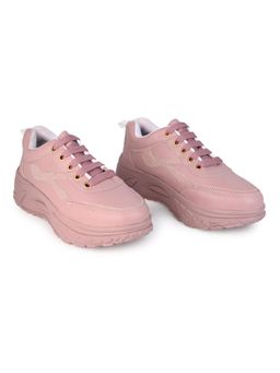 Alberto Torresi - Women Elevated Pastel Pink Sneakers with Textured Lug Sole