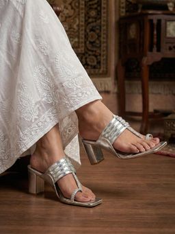 Chaal Chalan - Women Aza Silver Block Heels