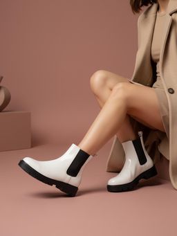 Iconics - Women White Chelsea Boots