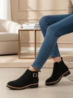 Iconics - Women Black Buckled Boots