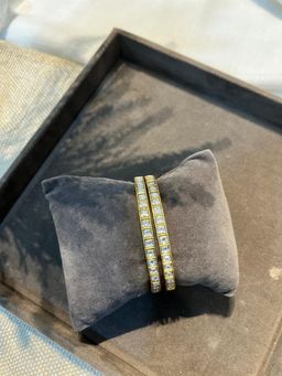 Prestones - Gold Polki Style White Bangles
