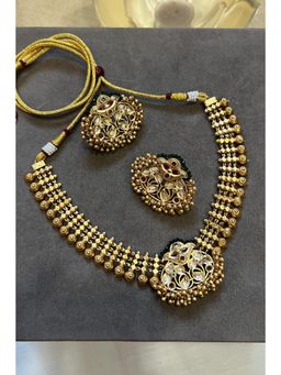 Prestones - Temple Heritage Motif Red Necklace with Earrings