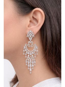 Prestones - Royal Cascade Zircon Drop White Earrings