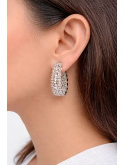 Prestones - Petite Loop White Zircon Hoops Earrings