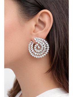 Prestones - Spiral Bloom White Zircon Earrings