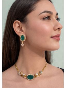 Prestones - Emerald Elephant Heritage Green Necklace with Earrings