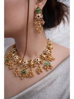 Prestones - Kalash Temple Multicolour Necklace with Earrings